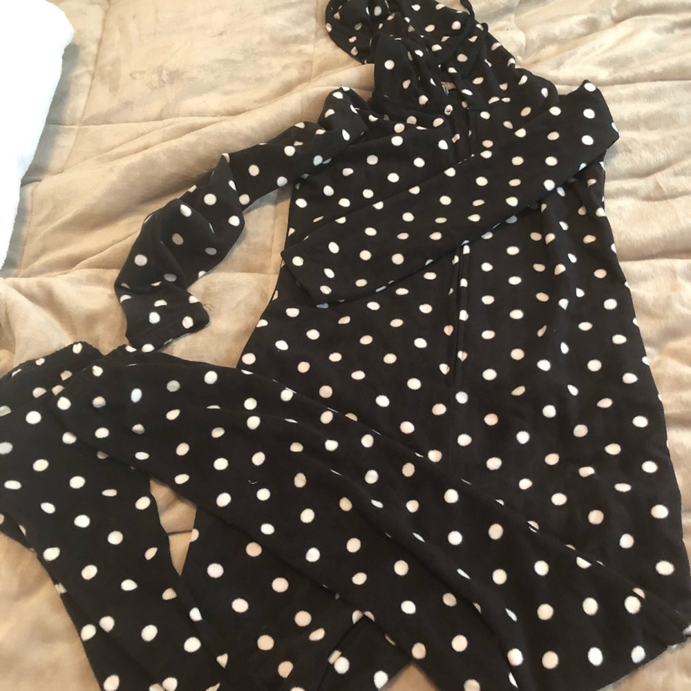 B&W polka dot adult Onsie SZ small